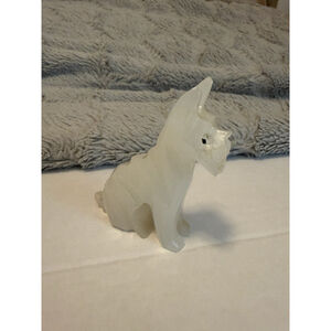 White Quartz Scottie/Westie Dog, Collectible, Figurine Hand Carved, Terrier